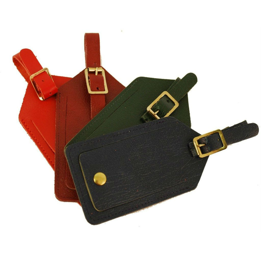 Black Real Leather Luggage Tag