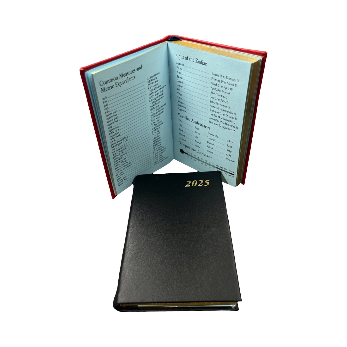 D742C | Calf Leather Pocket Agenda Book | One Week Per Opening | 4" by 2.5" | Year 2025