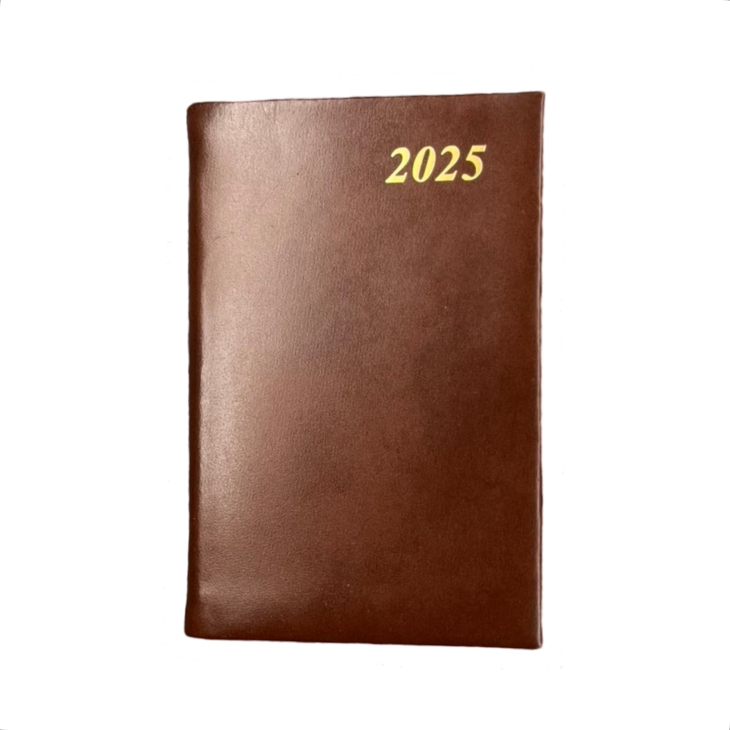 D742C | Calf Leather Pocket Agenda Book | One Week Per Opening | 4" by 2.5" | Year 2025