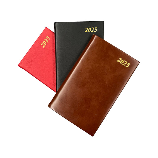 D753C | Calf Leather Pocket Agenda Book | One Week Per Opening | 5" x 3" | Year 2025