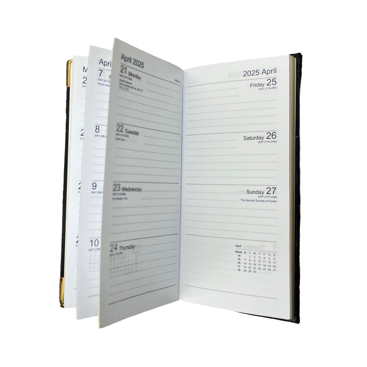 2025  D763VCA | Calf Leather Pocket Agenda Book | One Week Per Opening | 6" x 3" | Year 2025