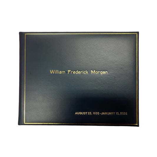 Classic Leather Guest Book | William Frederick Morgan | 7 by 9 Inches Horizontal | Polished Calf Leather | Federal Blue  | Gold Tooling | G79CA (