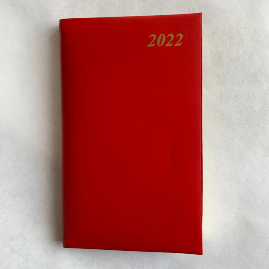 YEAR 2022 CALF Leather Pocket Agenda Book | 5 x 3" | D753C | Scarlet Red